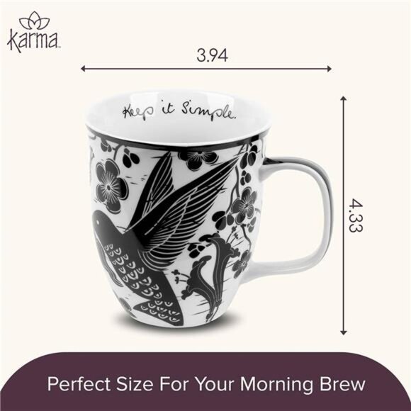 16 oz Black and White Boho Mug Hummingbird - Cute Coffee and Tea Mug - Ceramic - Picture 5 of 7